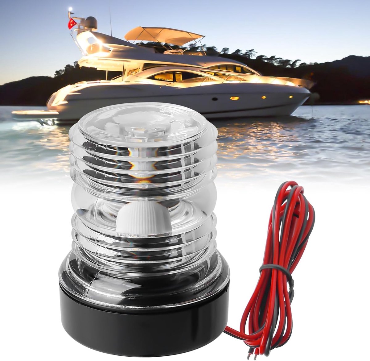 Navigatielicht voor boten, marineboot, allround 360 graden wit, led-bootlicht, waterdicht signaallicht, jachtankerlicht, DC 12-24 V, marine-ankerlicht voor boten, jachten