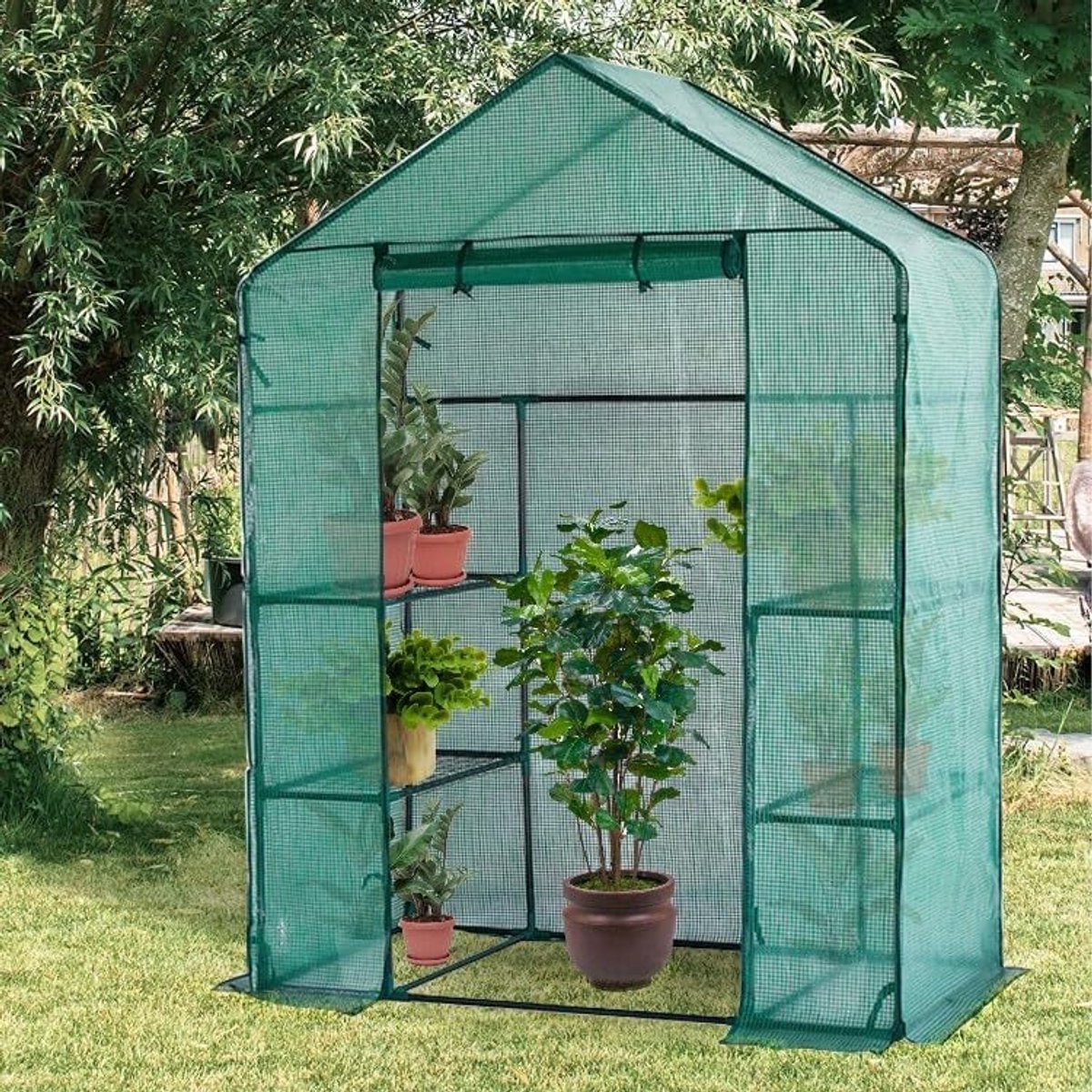 Tuinkas met Folie 143×73×195 cm Pe Staal