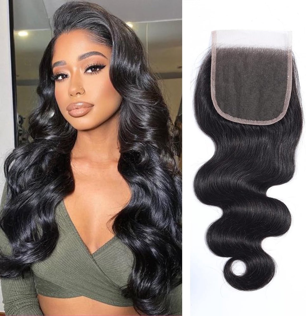 Closure Body Wave 4 x 4 Transparent Hair Closure 100 Braziliaans