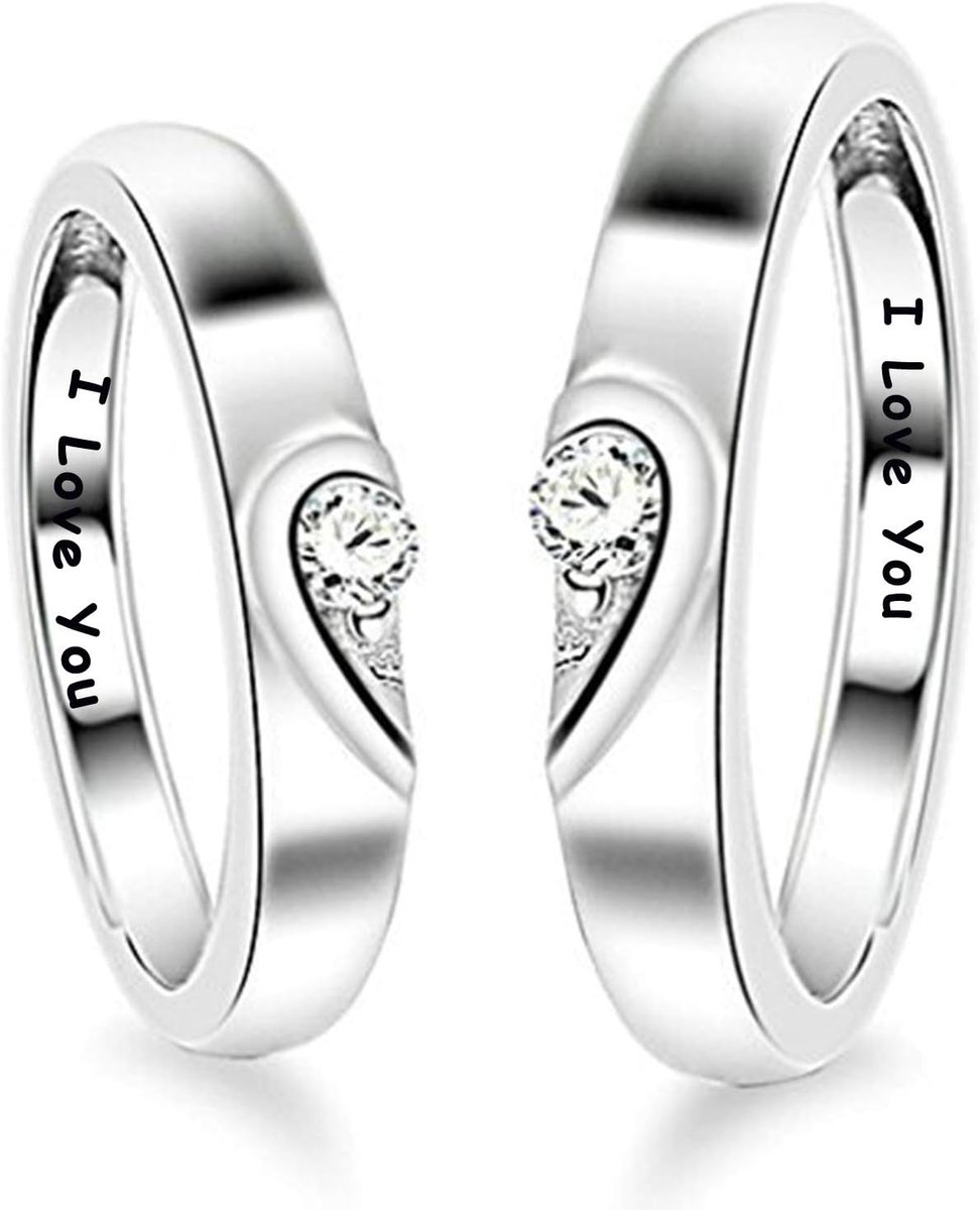 Paar ring 925 sterling zilver liefde hart partnerringen trouwringen