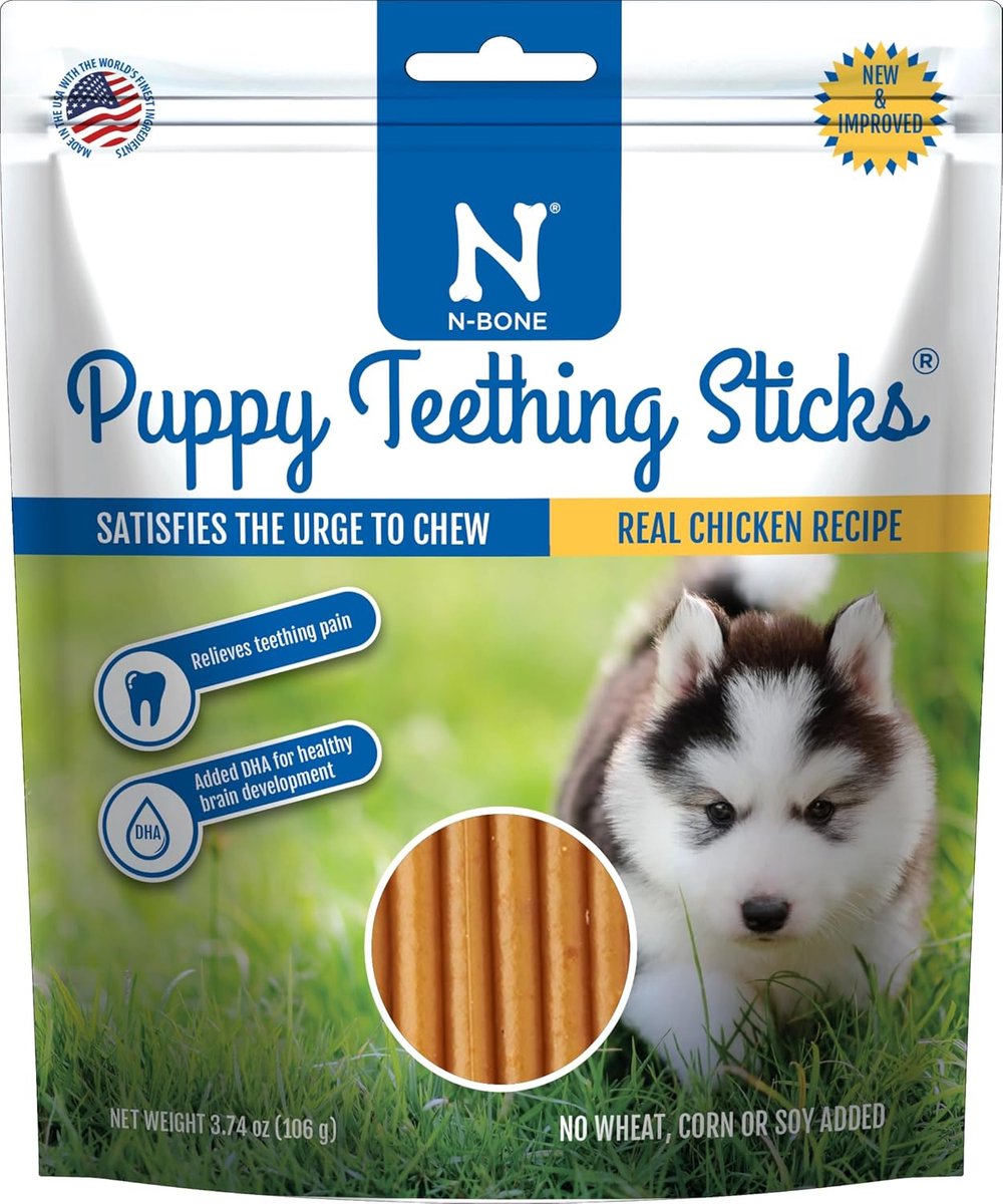 Puppy kauwbehandelingen 106g - kip smaak - helpt bij tandjes wisselen - voor gezonde tanden - ShopVlot