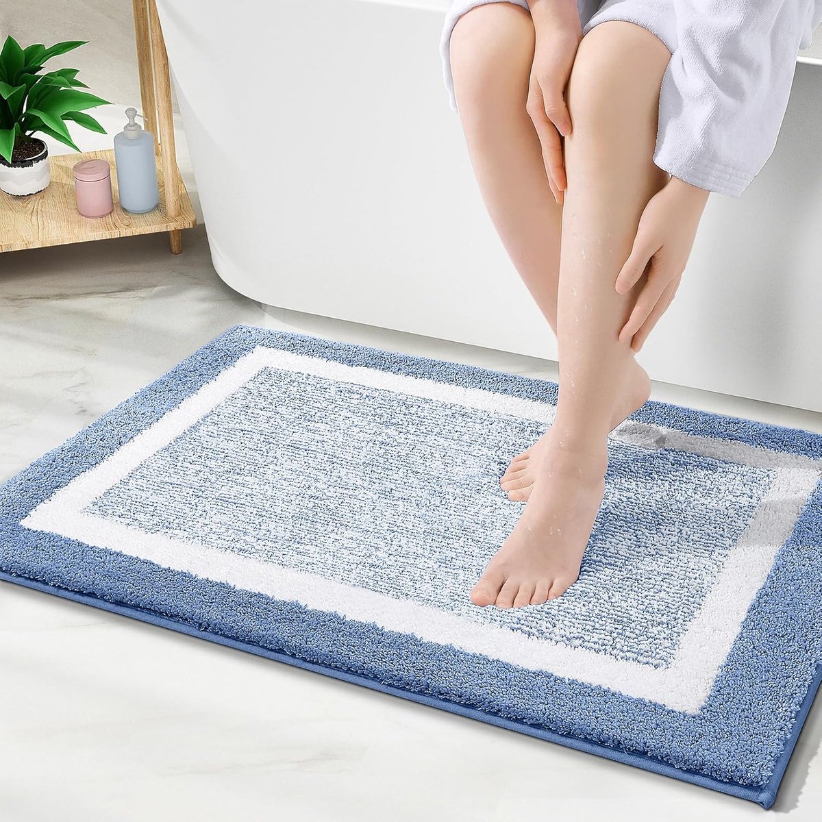 SnelShoppen - Microfiber Antislip Badmat voor Badkamer, Extra Zacht en Absorberend, Machinewasbaar, Sneldrogend Vloermat, 40x60cm, Blauw