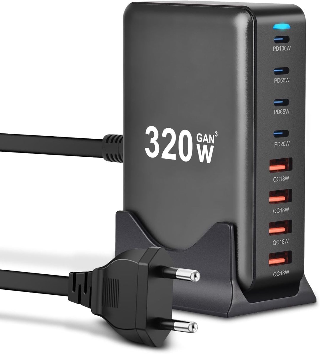 multi-oplader, 320 W, snellader met 8 poorten, met 4
