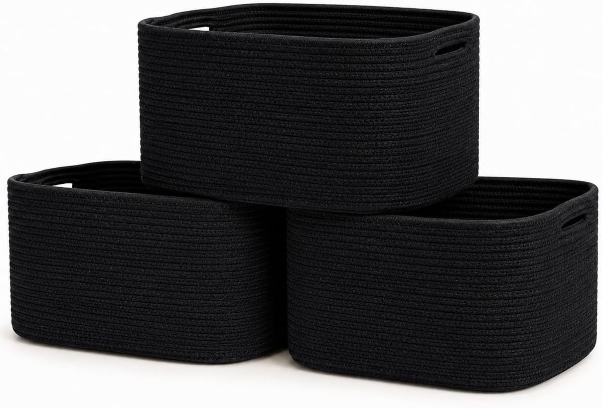 3 zwarte opbergdozen - Badkamer kleding organizer
