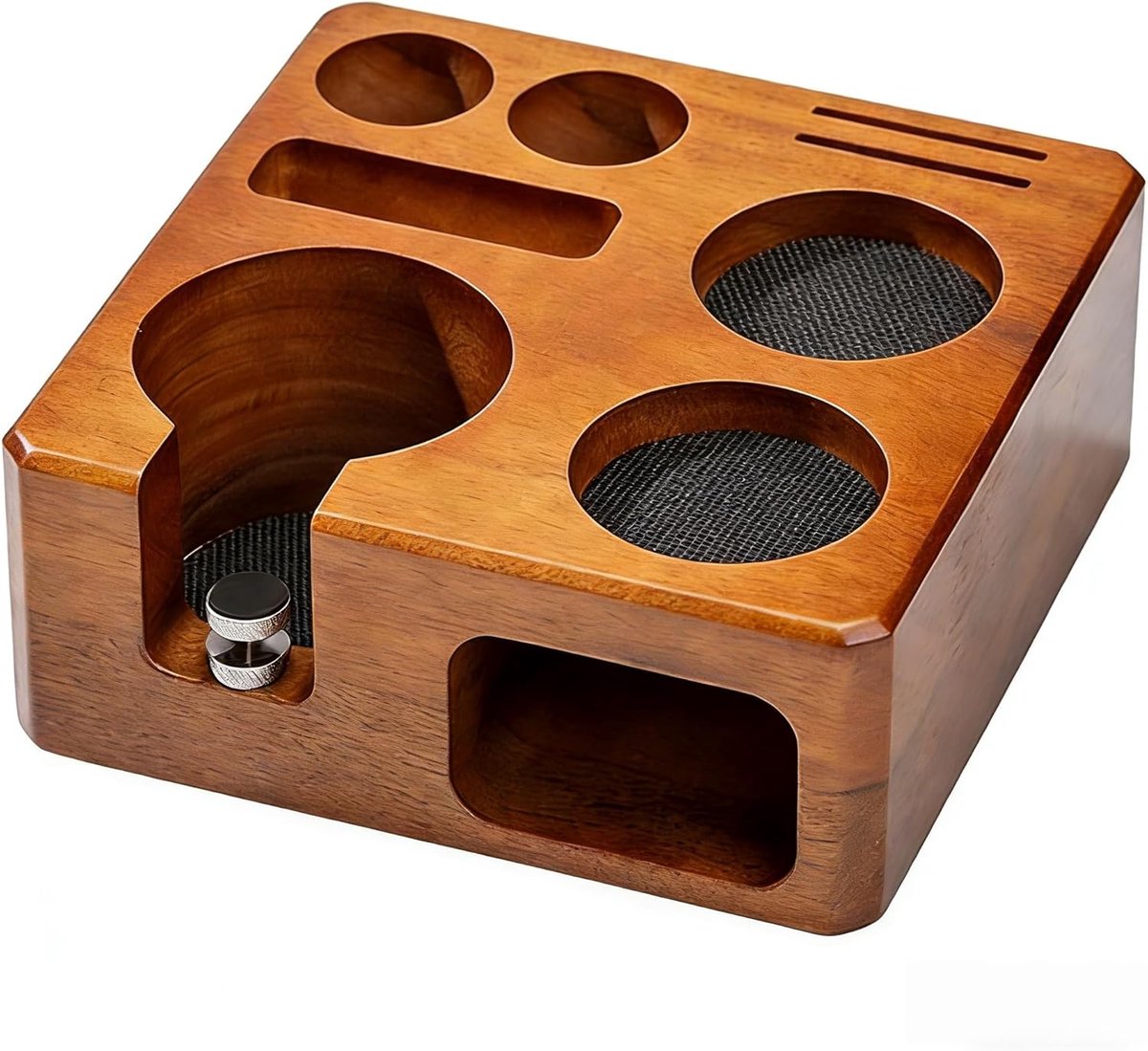 Tamperstation Walnoot Hout voor Barista Espresso Siebträger Organizer