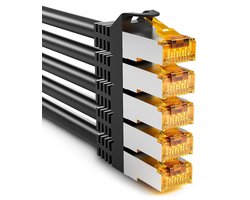 iwillink 5 x 0,25 m patchkabel CAT 7, LAN-kabel CAT 7 kort - zwart | 10 Gbps-600 MHz, S/FTP PIMF afscherming, koper, vergulde stekkers, CAT7 CAT6a CAT6 patchpaneel/switch/router/modem/PS5/tv