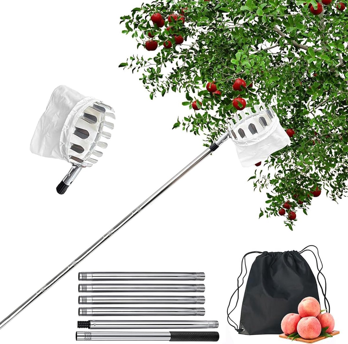 2,4 m appelplukker, kersenplukker met telescoopsteel, fruitplukker