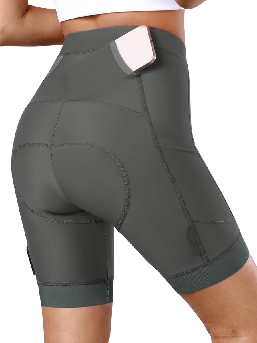 Shorts voor dames, 4D-gewatteerde fietsbroek met 3 zakken