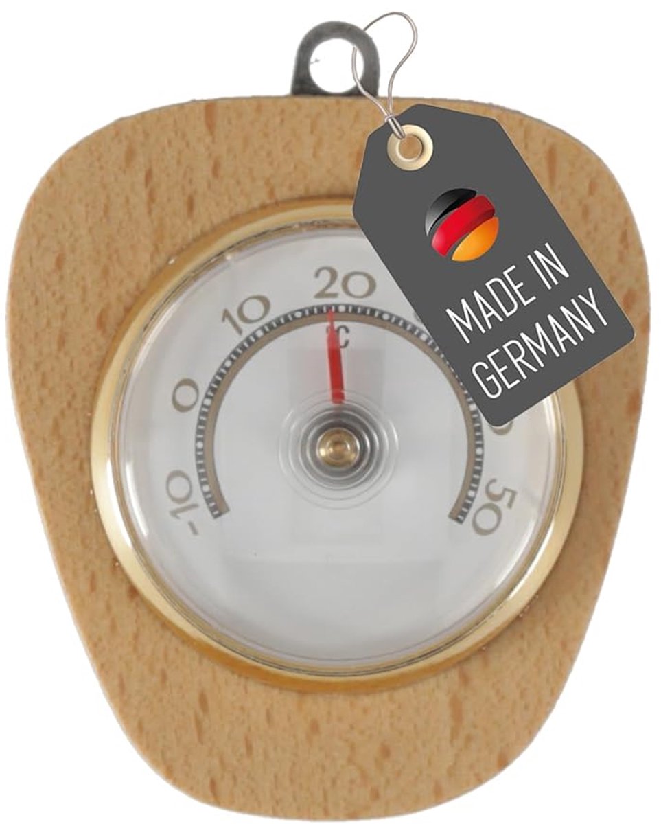 houtthermometer temperatuurweergave -10°C tot 50°C analoog 7,5 cm x
