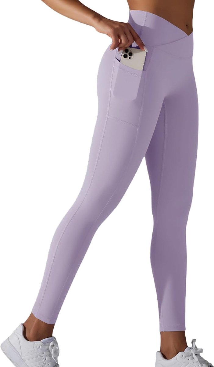 Sportlegging voor dames, hoge taille, buikweg, sportbroek, lang