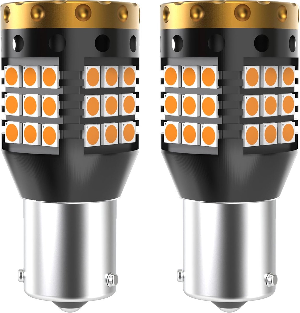 PY21W (150°) LED-lampen voor richtingaanwijzer, ambergeel oranje 3700LM 3030 45 SMD canbus zonder fouten, anti-hyper knipperen voor auto voor of achter LED-verlichting voor richtingaanwijzer (2-pak)
