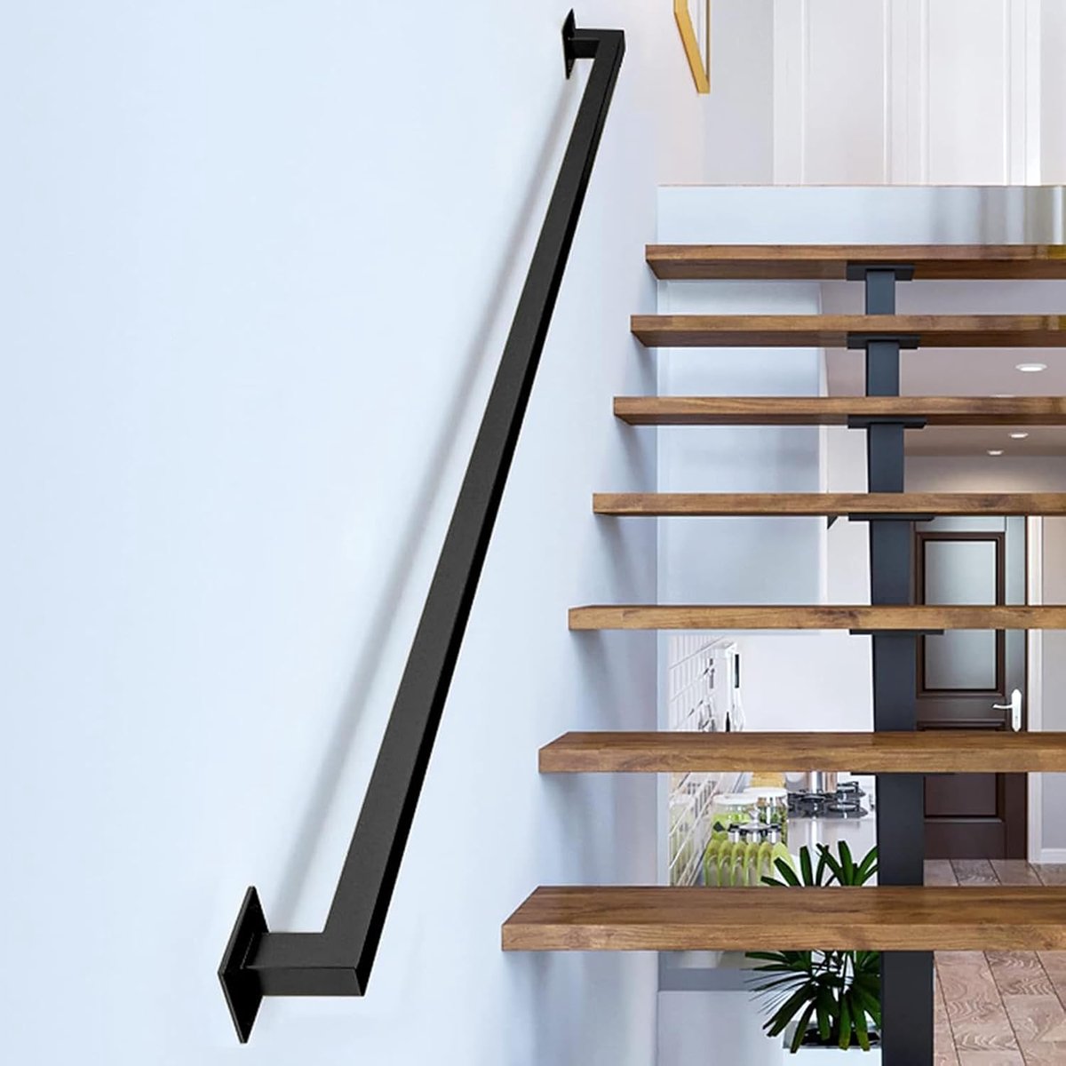 180cm zwarte trapbuisleuning, volledige wandleuning voor oudere
