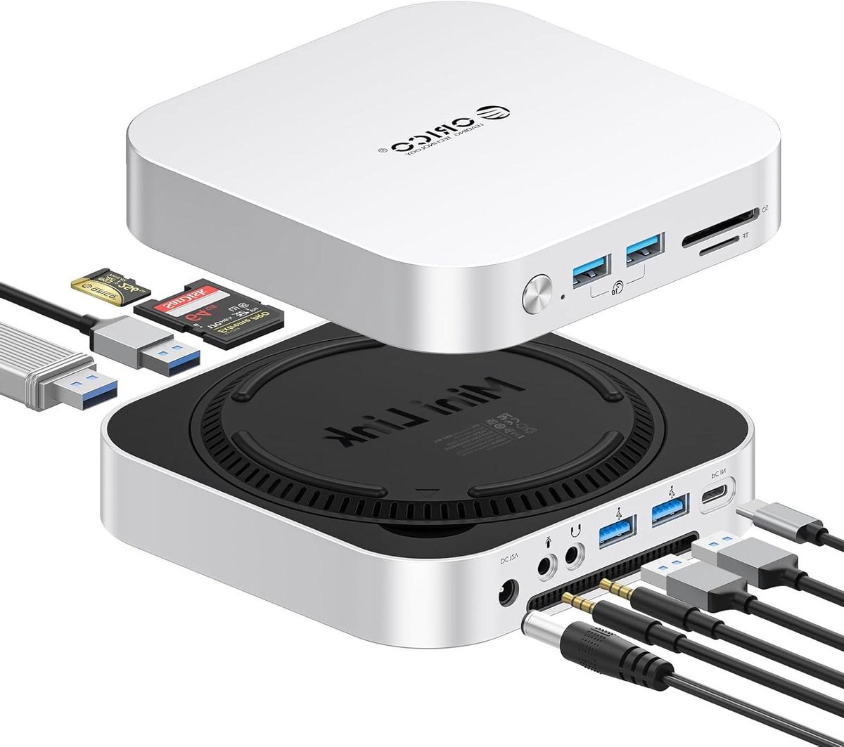 Dockingstation met SSD-behuizing - Hub voor Mac Mini Opslaguitbreiding - Werkruimte Organiseren - 7-in-1 Poorten NVMe SATA - 10 Gbps