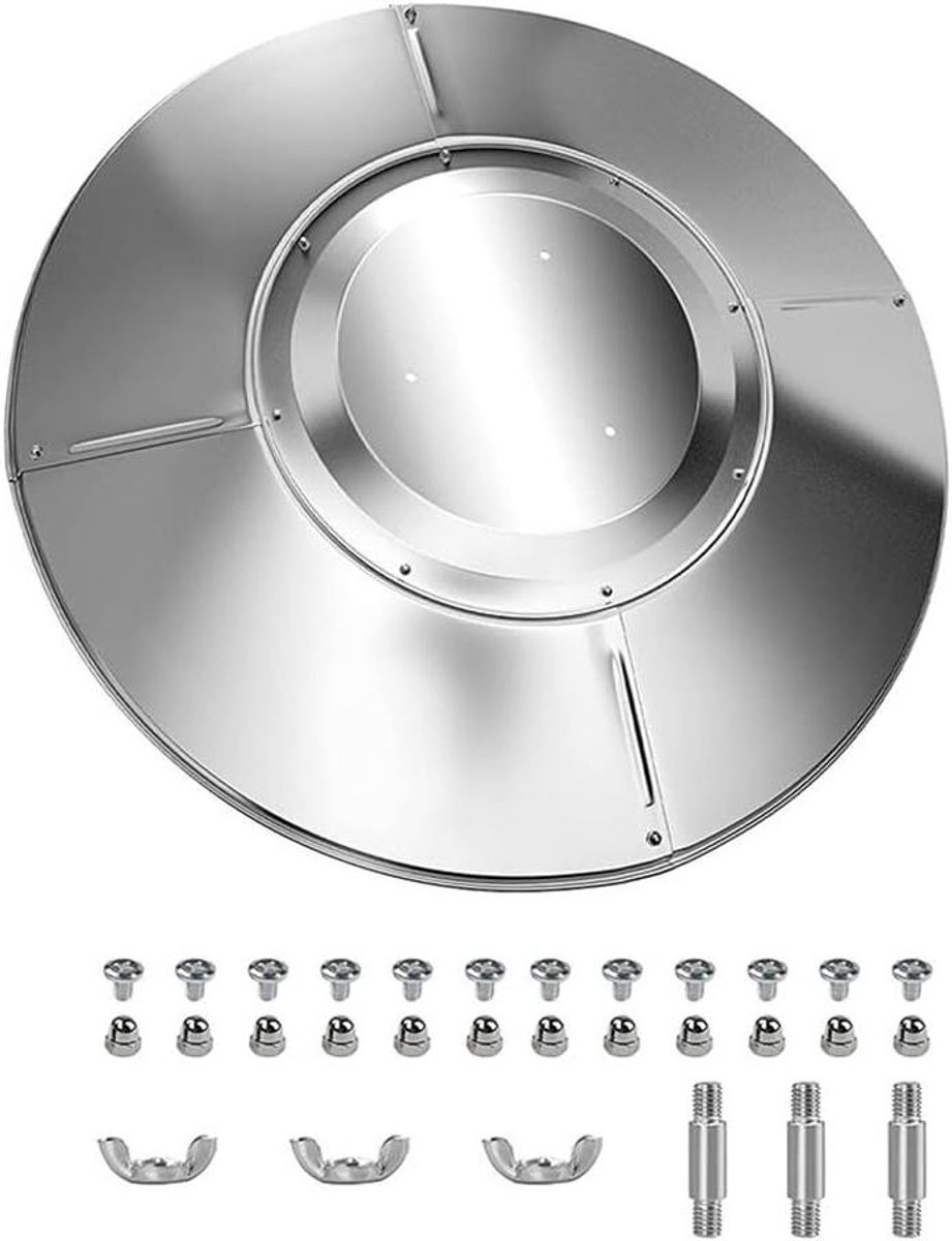 Terrasverwarmer Reflector - Warmtekap Paraplu - Warmte Verdeling - Roestbestendig Aluminium - 3 Stuks - Zilver