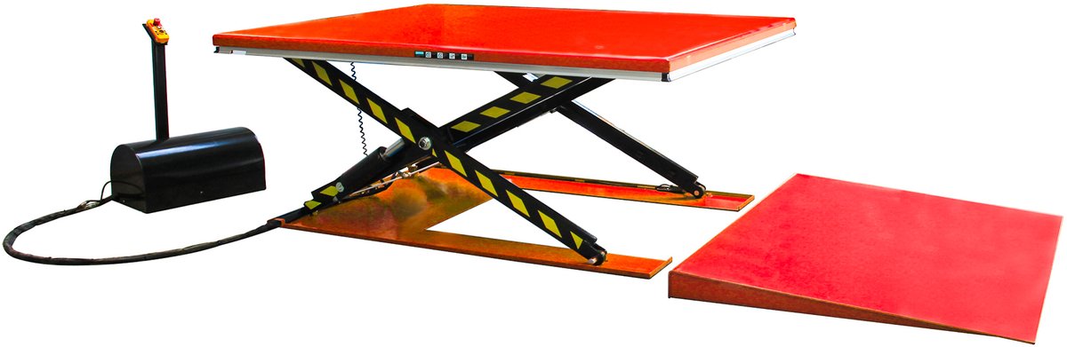 Elektro-hydraulische schaarheftafel oprijplaat 2000 kg 230V tafel 1600 x 1180 mm MW Tools TPSL2172