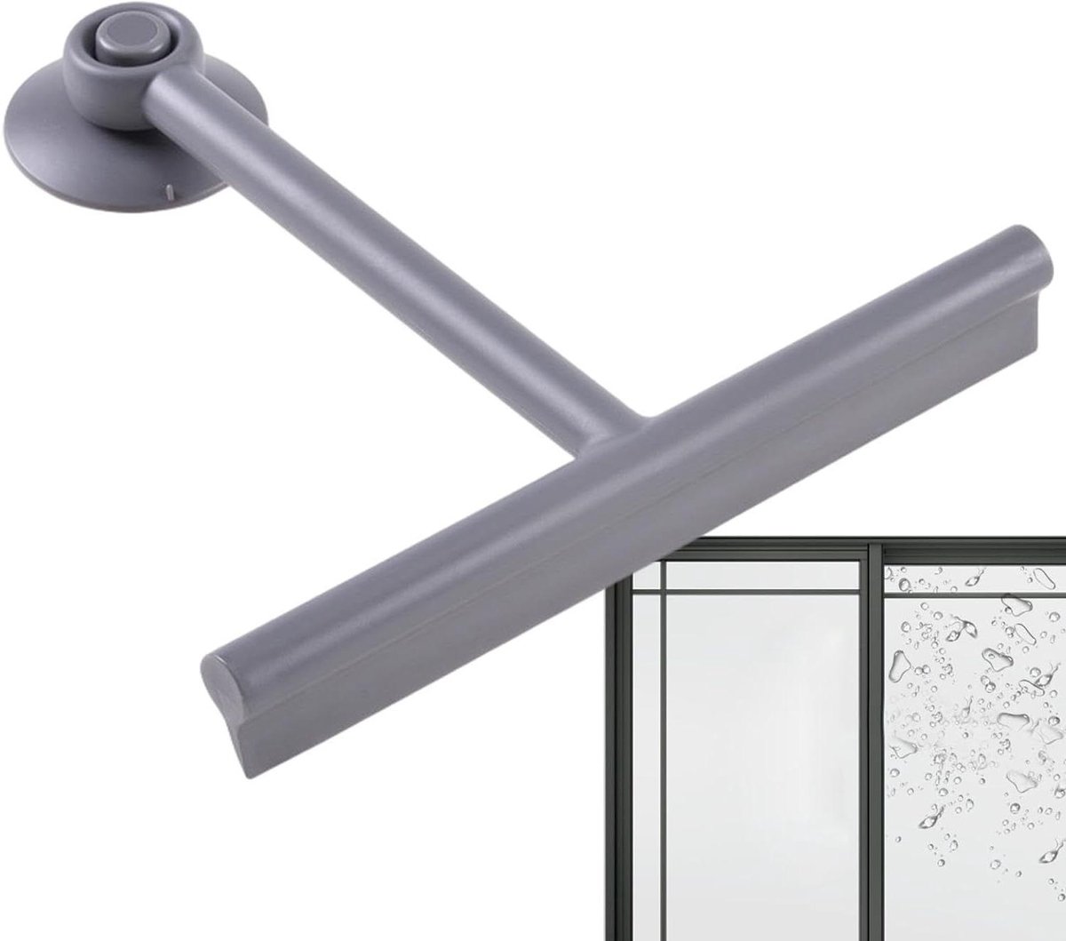 Douchedeur Wisser - Glasreiniger Rakel - Badkamer Schoonmaken - Zachte TPE Punt - 22.9 x 21.6 x 5.3 cm - Grijs