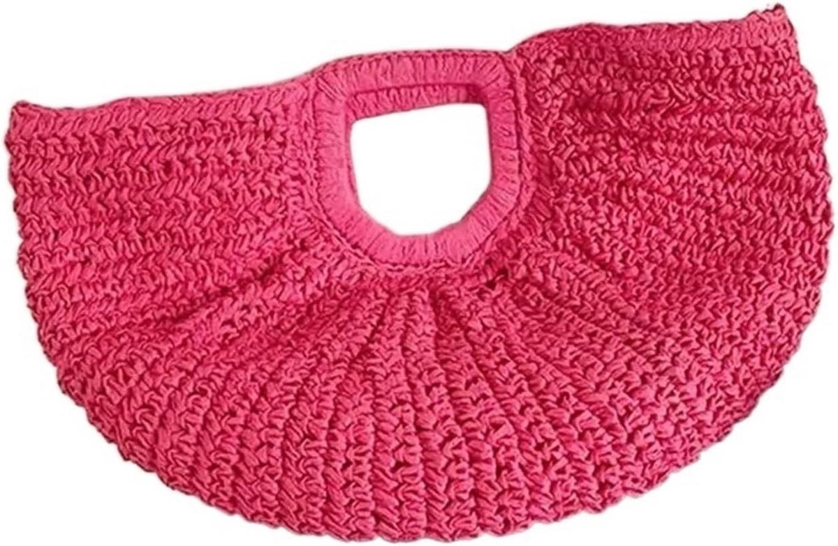 Zomertas Halve Maan - Strandtas Rotan - Reizen en Dagtochten - Handgemaakt Materiaal - 45 cm x 30 cm