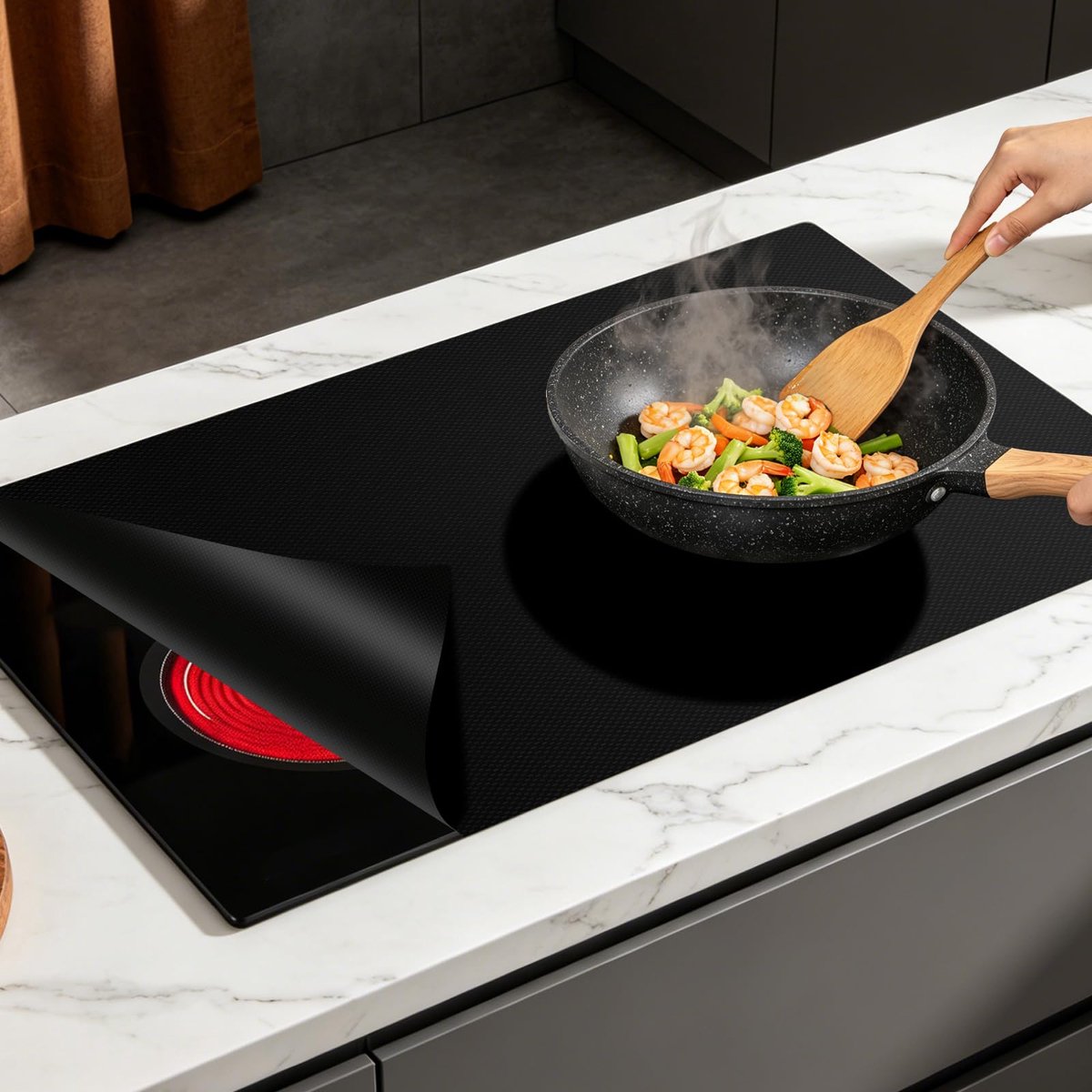 SnelShoppen - Grote Inductie Kookplaat Protector Mat - Anti-kras, Hittebestendig, Universele Maat, Voor Keuken, Koken, Bescherming, Gemakkelijk Schoon