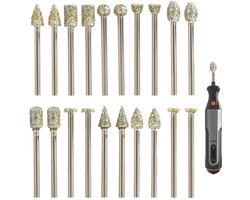 20 outils de fraisage diamantés pour Dremel et autres outils rotatifs - Pour le burinage, le polissage et l'usinage du verre et de la céramique
