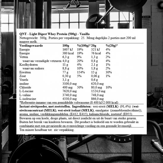 QNT Light Digest Whey Protein Vanilla 500 gram — afbeelding 4