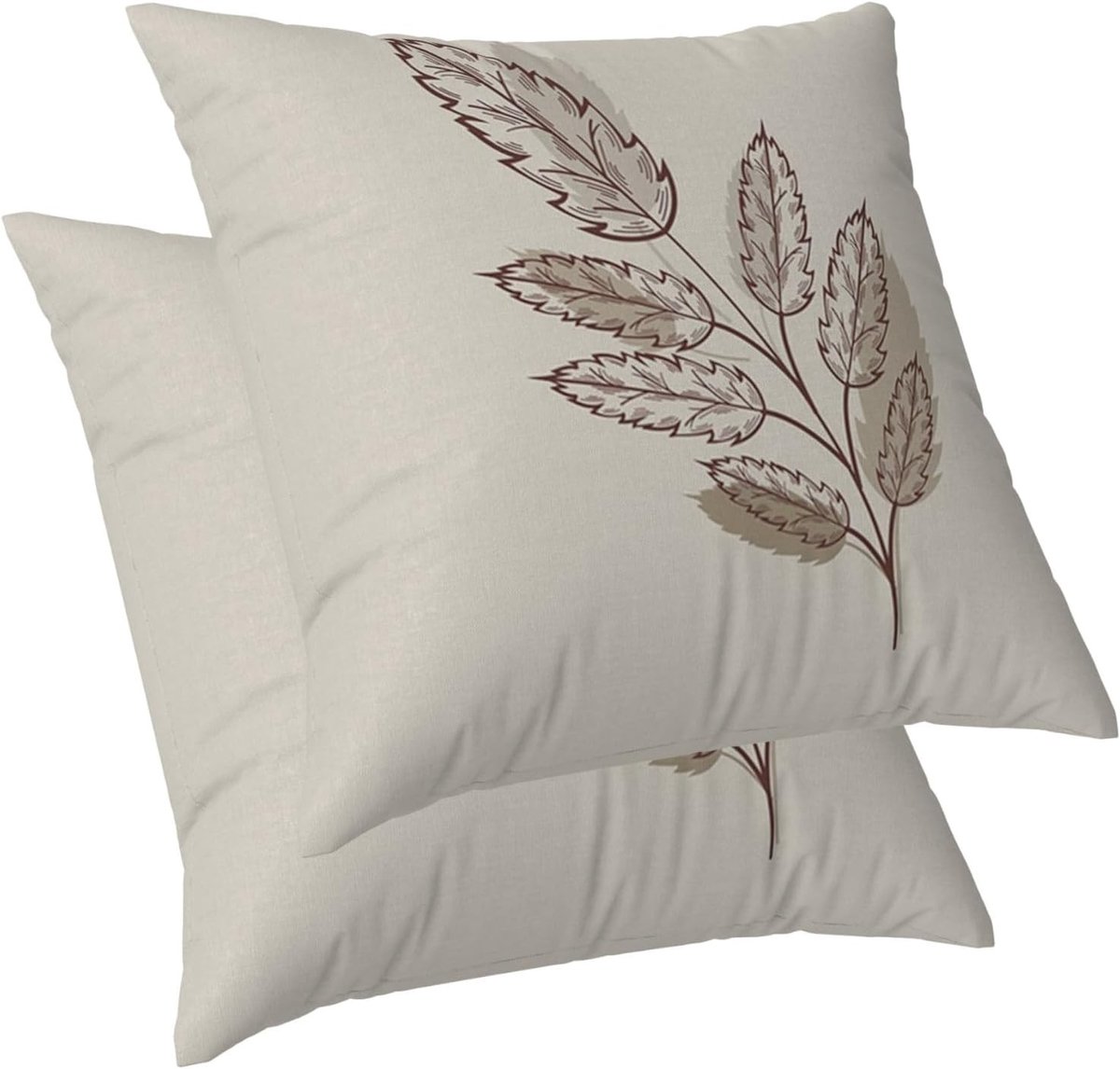 Decoratieve Kussenhoezen met Bladmotief in Beige voor Herfst, Modern Design, Set van 2, 45 x 45 cm, Perfect voor Sofa en Buitengebruik