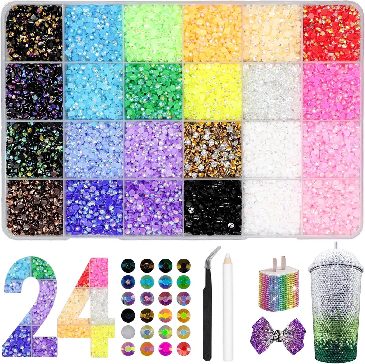 24000+ Strass Steentjes 3 Mm 24 Kleuren Voor Diy En Decor
