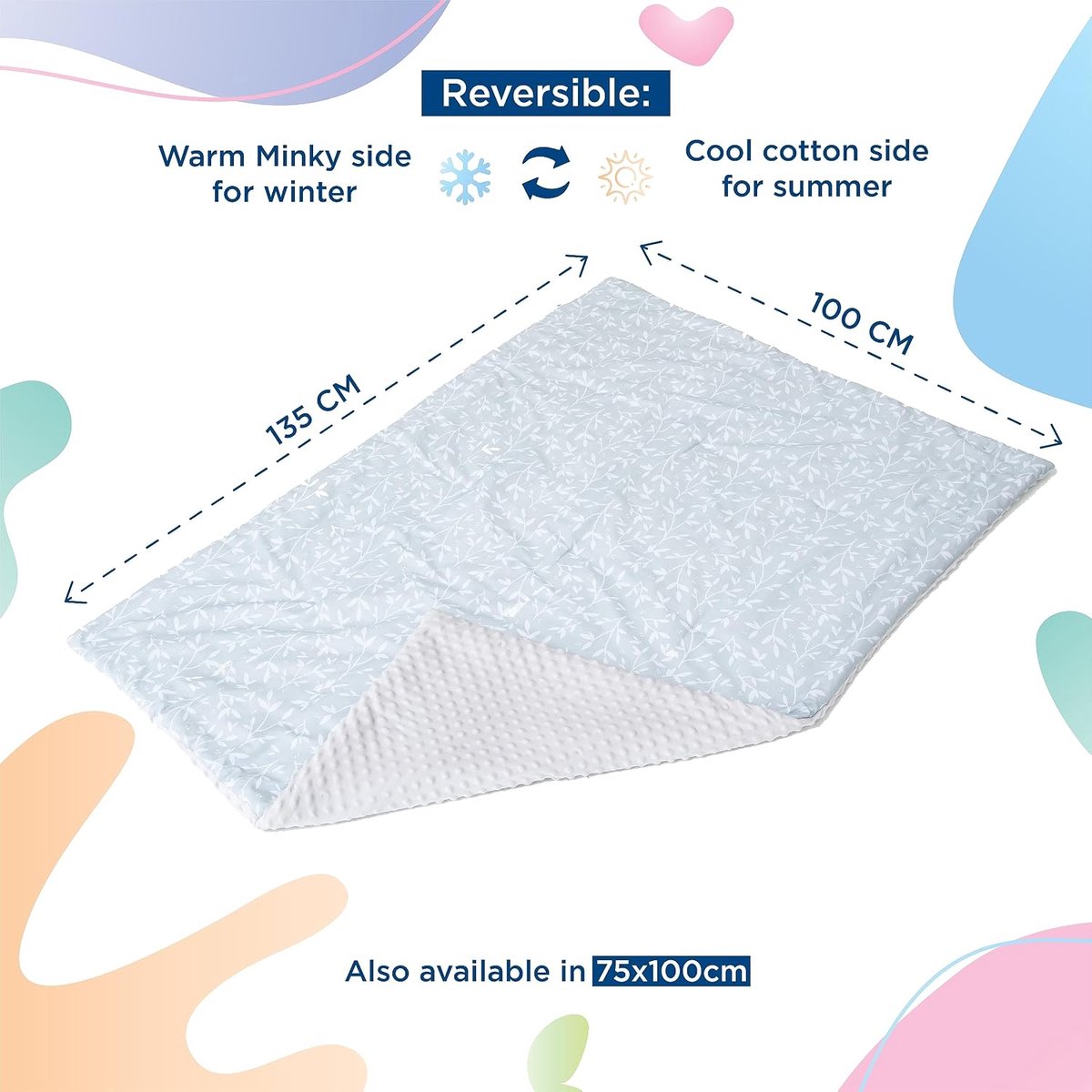 Blanket 100x135 Cm- Zachte Babydeken Van Minky Katoen Oeko Tex - Ledikant Deken - Polyester Vulling Quilt - Baby Swaddle - Bed Plaid Voor Kinderkamer - Baby Dekbed - Wiegdeken - Cotton Blanket