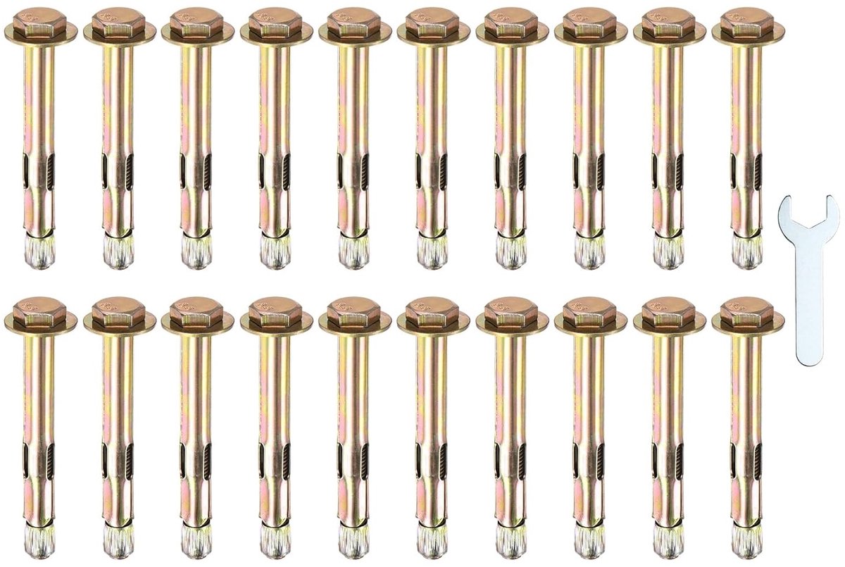 Meterxity 20 stuks zeskant-uitbreidingsschroeven, M8 x 80 mm, van