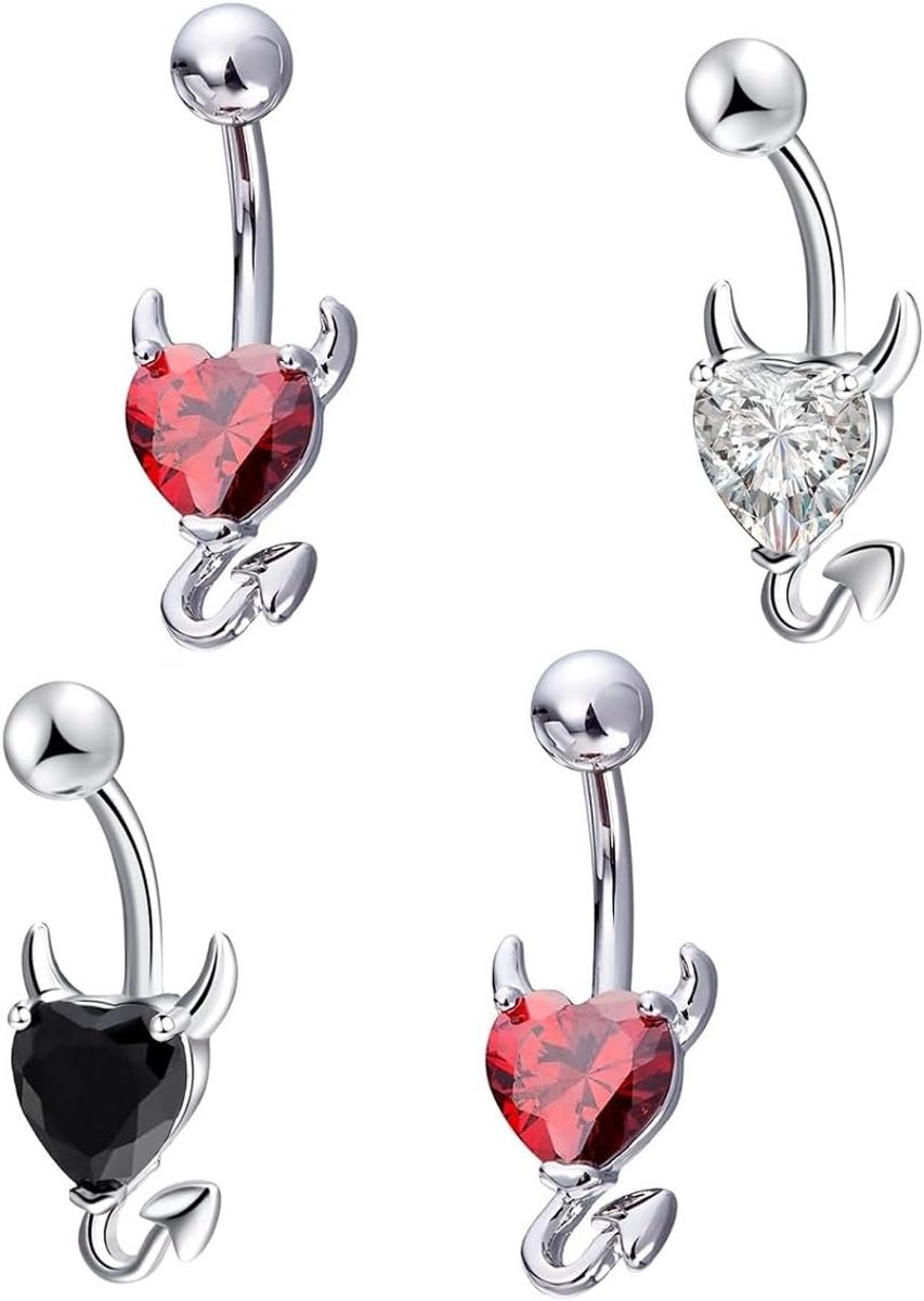 Set van 4 navelpiercings voor dames en meisjes