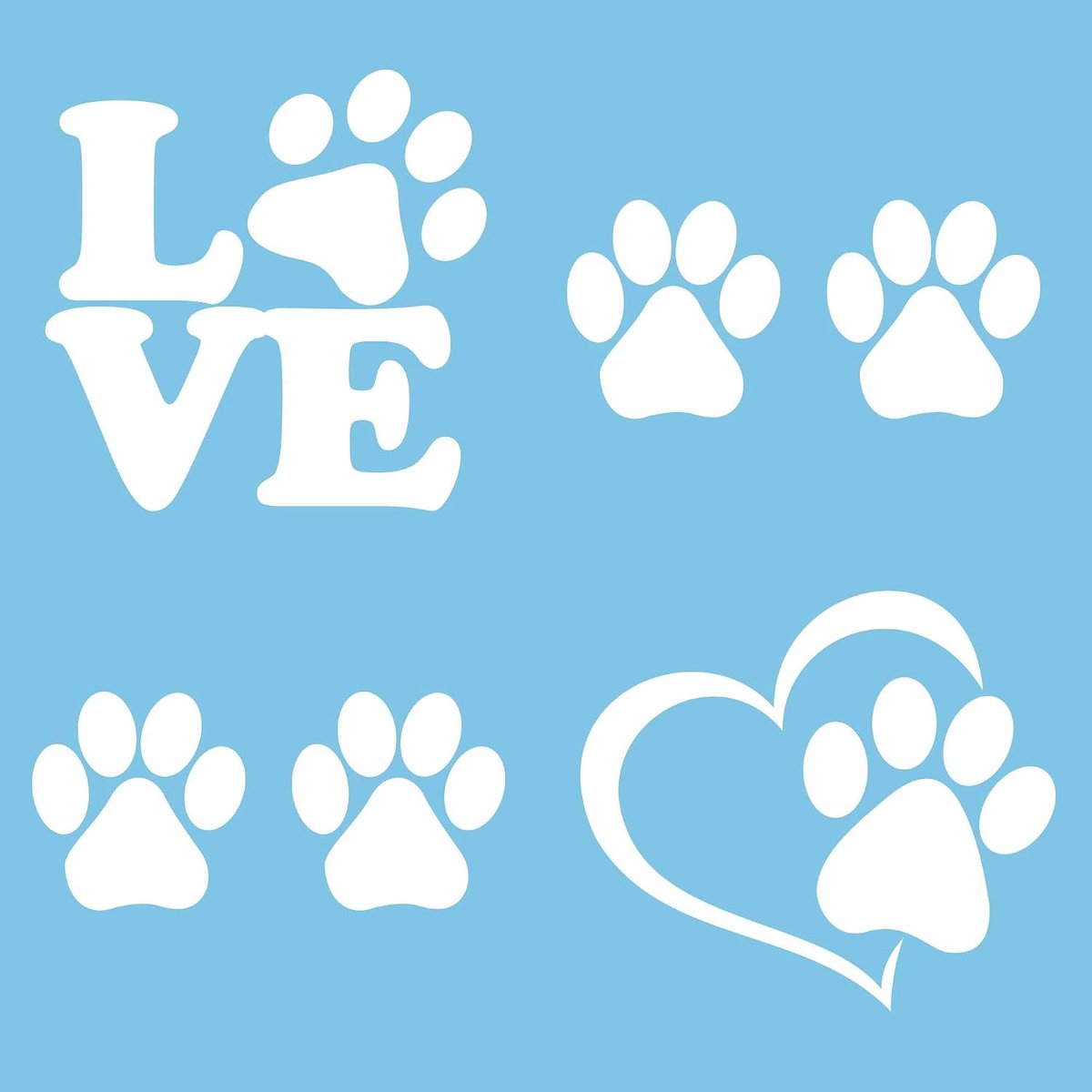 Hondensporen Sticker Set 6 stuks Pootafdruk Stickers met Hart Vinyl