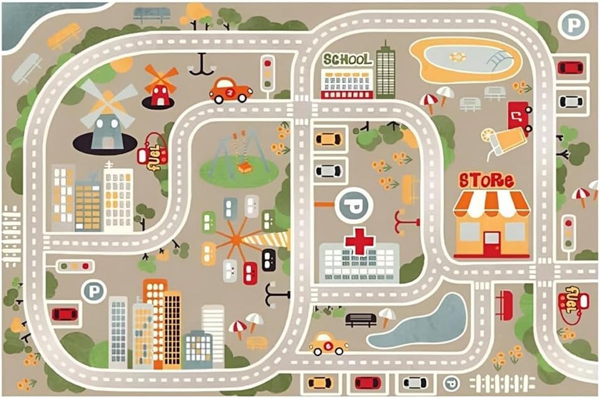 Speeltapijt voor kinderen, autotapijt voor kinderen met straatdesign