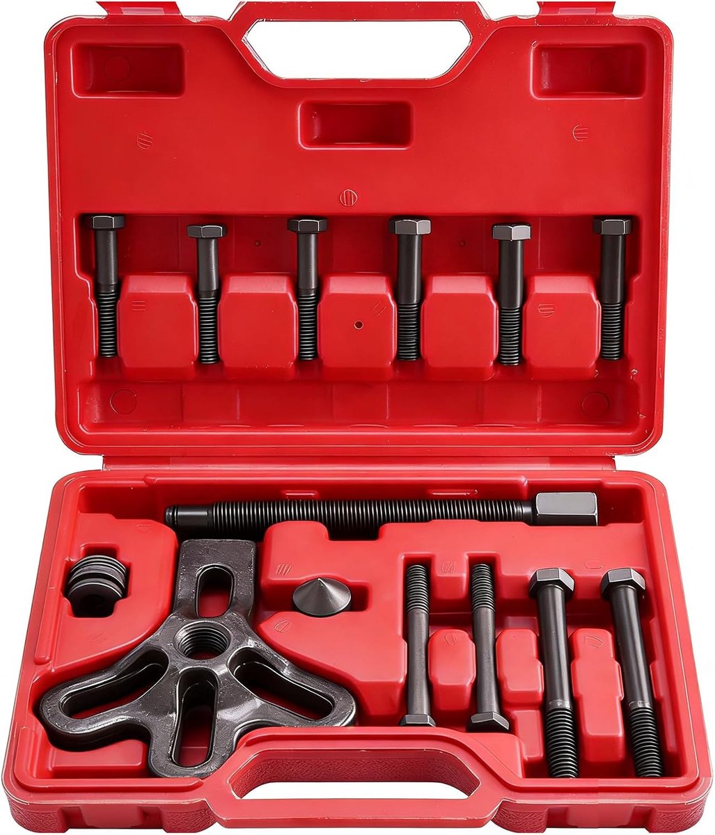 13 stuks stuurwieltrekker, 75-105 mm harmonische balancertrekkerset, universele motorfiets vliegwiel krukas katrol verwijderingsgereedschap voor auto's, vrachtwagens, voertuigen (rood)