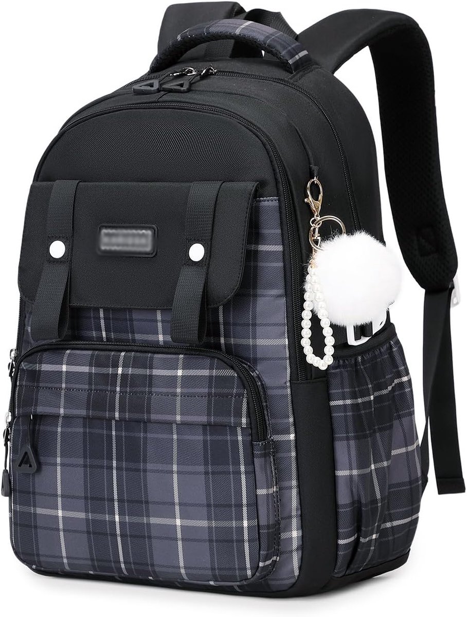 Rugzak voor meisjes, ideale schooltas voor meisjes van de basisschool tot tieners, schattig en ruim - zwart