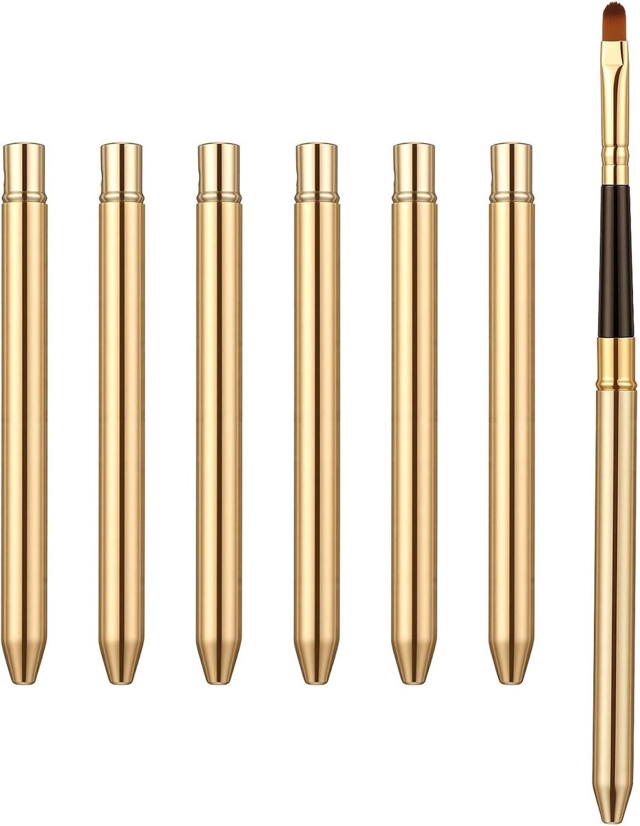 Intrekbare lippenborstel set van 6 voor lippenstift - Reizen make-up applicator voor vrouwen en meisjes, nauwkeurige lip make-up tools met dop in zilver en goud