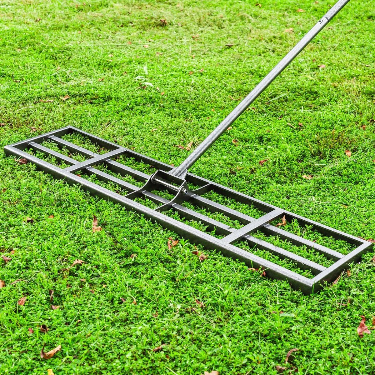 Gazon Egalisatie Hark - Grond Nivelleerder - Gazon Onderhoud - Dubbele Tanden - 42 x 10 inch - Zwart