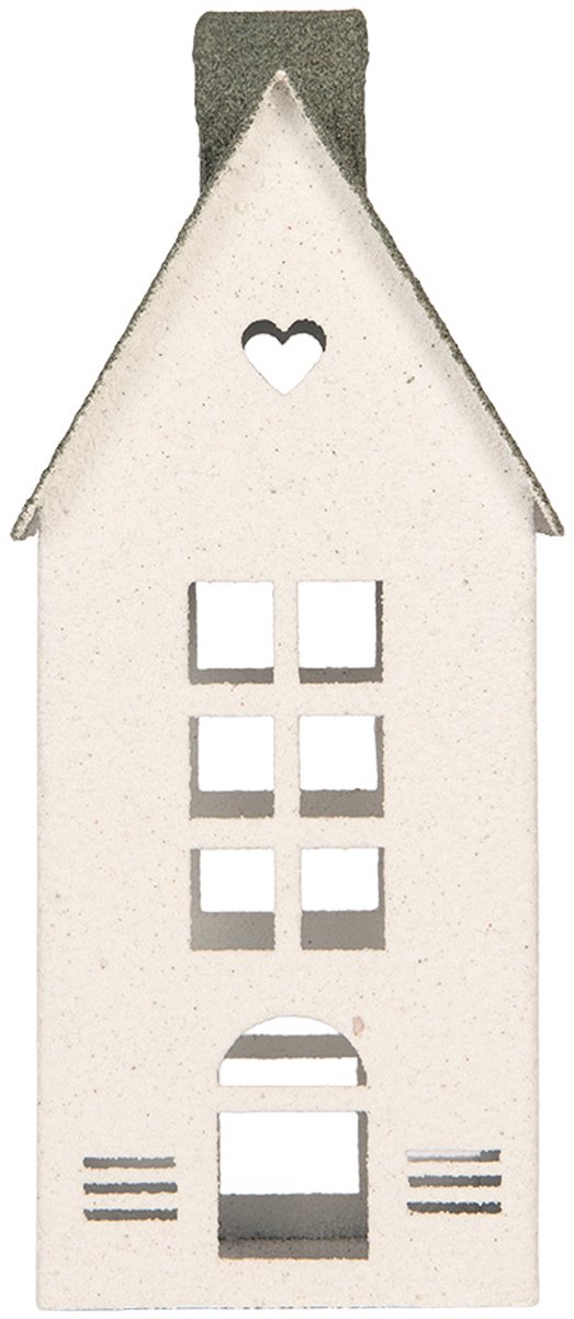 Clayre & Eef Decoratie Beeld Huis 11x11x29 cm Wit Metaal