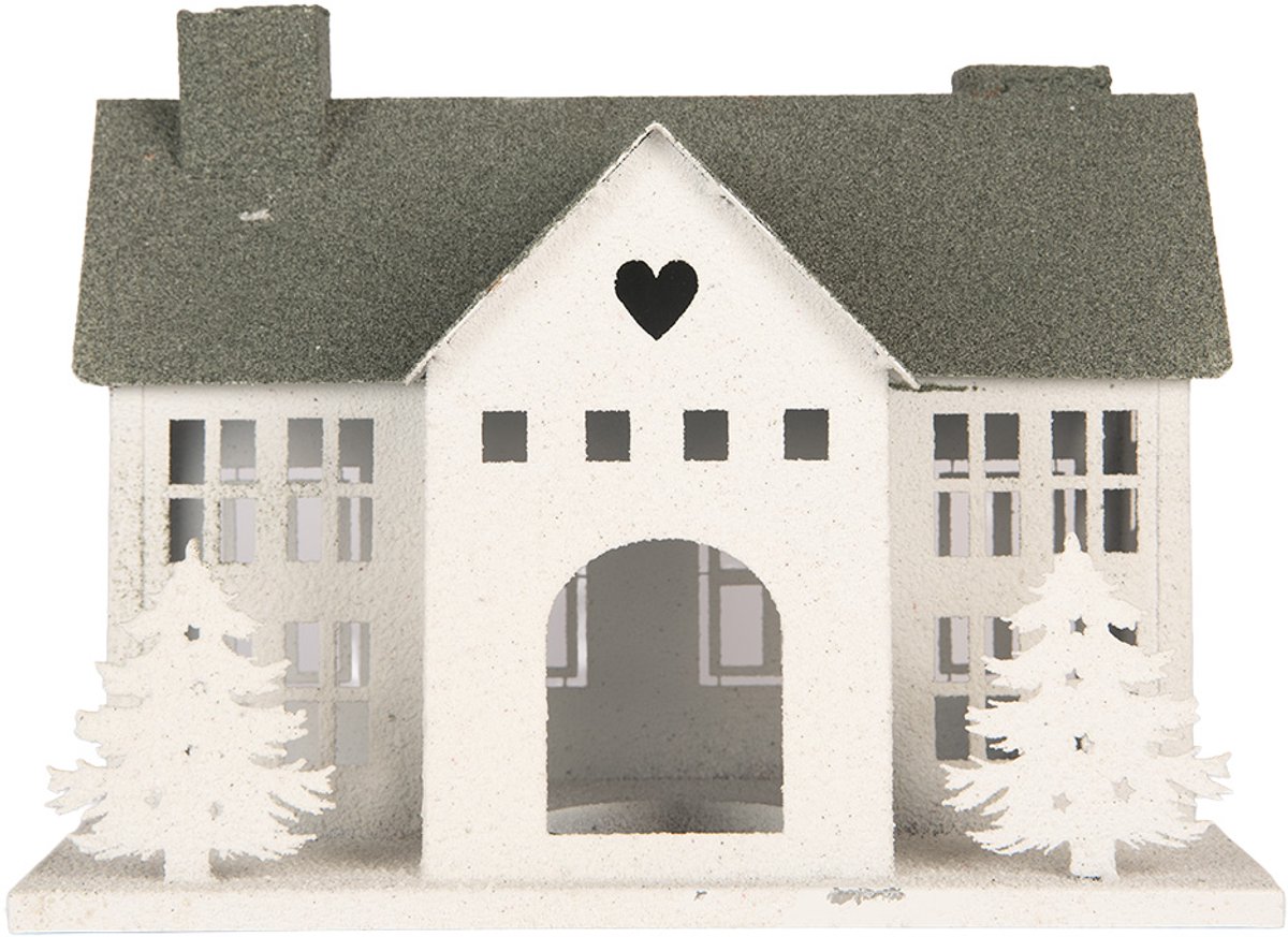 Clayre & Eef Decoratie Beeld Huis 36x23x32 cm Wit Metaal