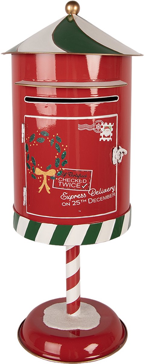Clayre & Eef Kerstdecoratie Beeld Brievenbus Ø 24x58 cm Rood Metaal