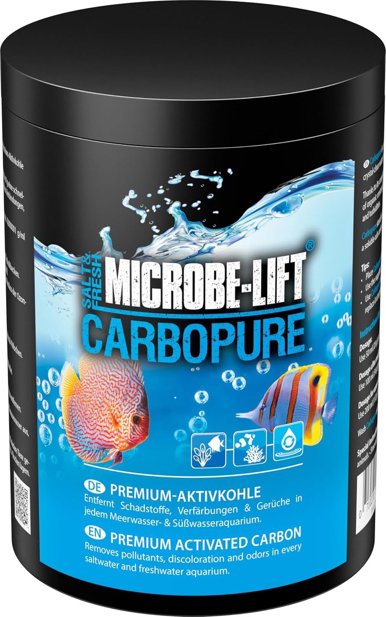 SnelShoppen - MICROBE-LIFT Carbopure - geactiveerd koolfiltermateriaal, verwijdert gele stoffen, troebelheid, medicijnresten, 486 g, zoetwater en zeew