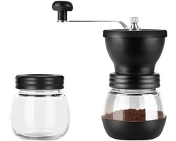 Handmatige Koffiemolen - Koffiemolen Glas - Verse Koffie Zetten - Instelbare Maalgraad - 7.5x7.5x18.5cm - Zilver