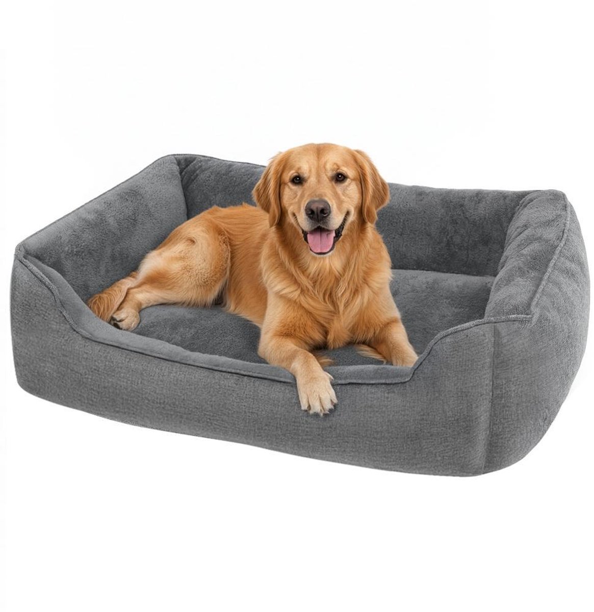 Kattenmand - Hondenmand - Hondenkussen met opstaande randen - 100 x 75 x 25 cm - Grijs