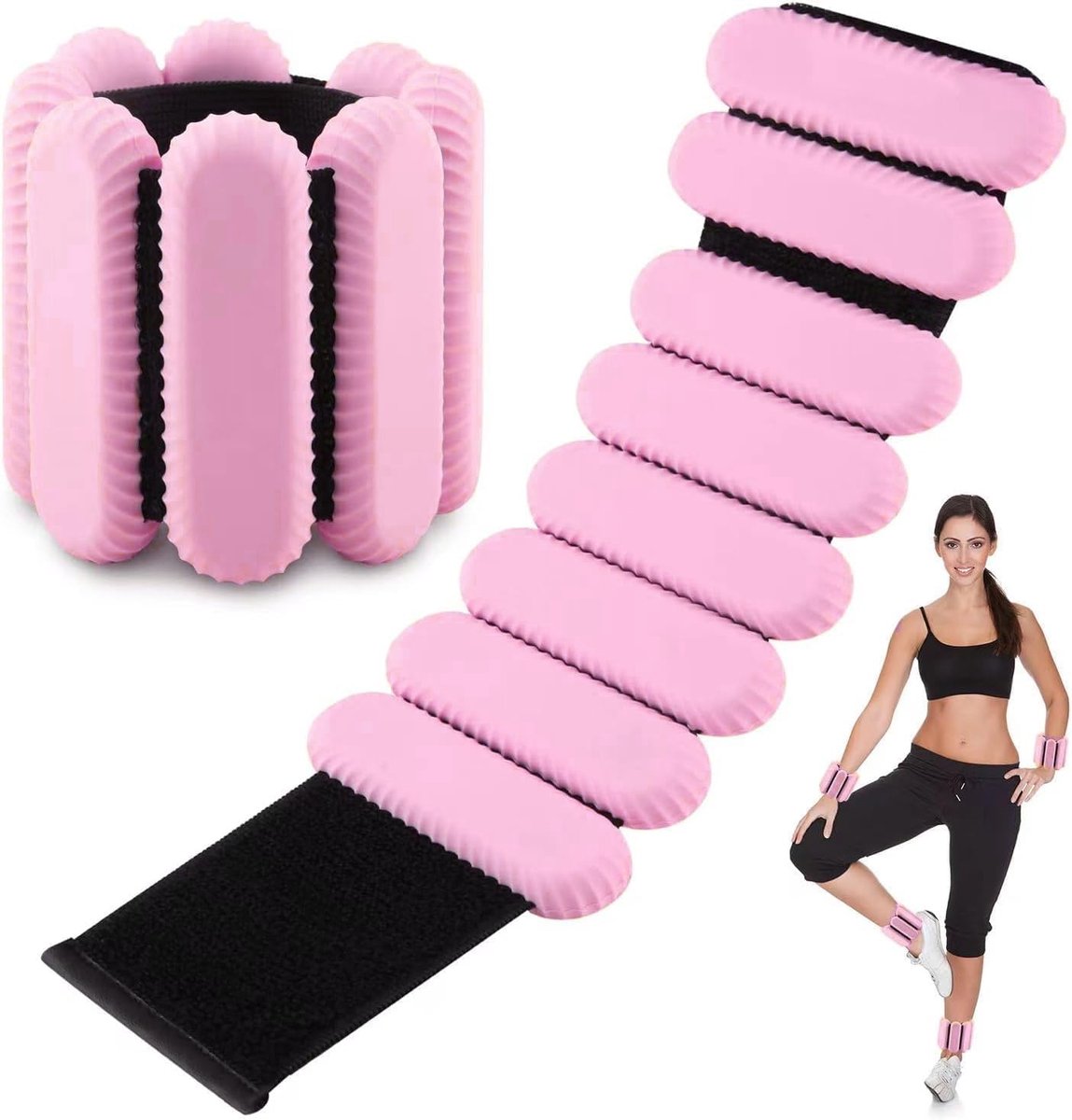 2 stuks verstelbare polsgewichten enkelgewichten voor oefeningen wandelen joggen yoga aerobics pilates gewichtsarmband fitnessarmband (14-23 cm)