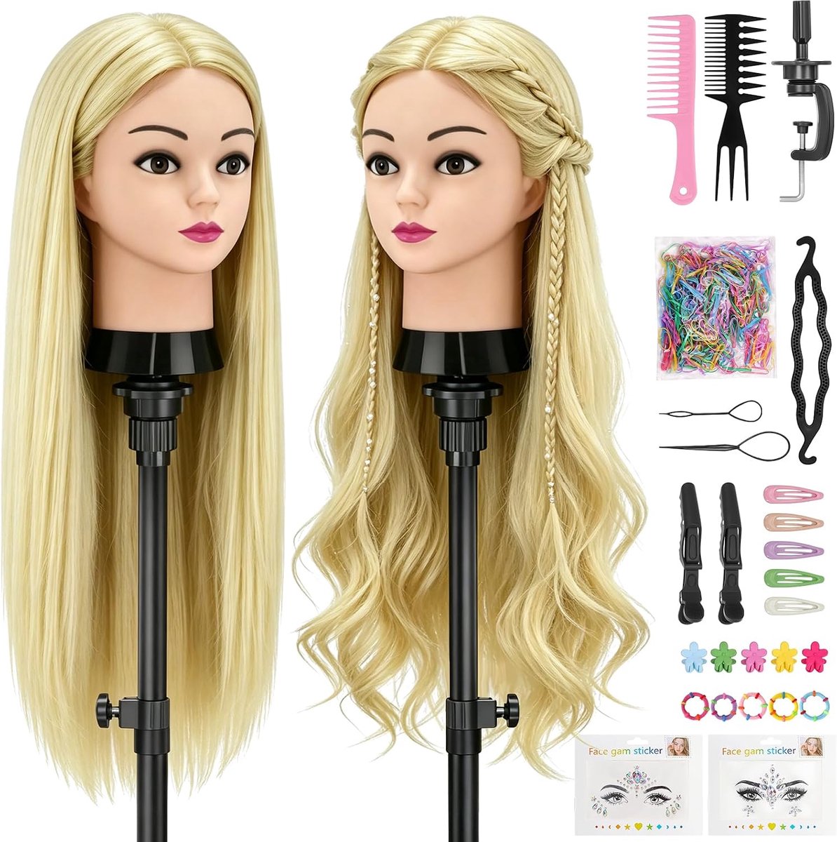 60 cm Kapper Trainingshoofd, 80 echt haar, mannequin hoofd