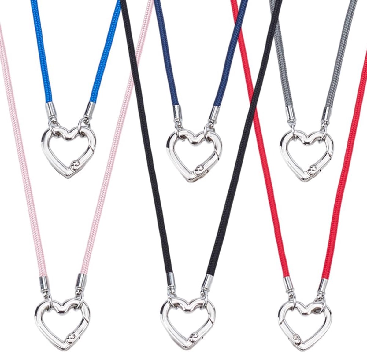 6 stuks brillenkettingen in 6 kleuren, van nylon, brilhouder om de