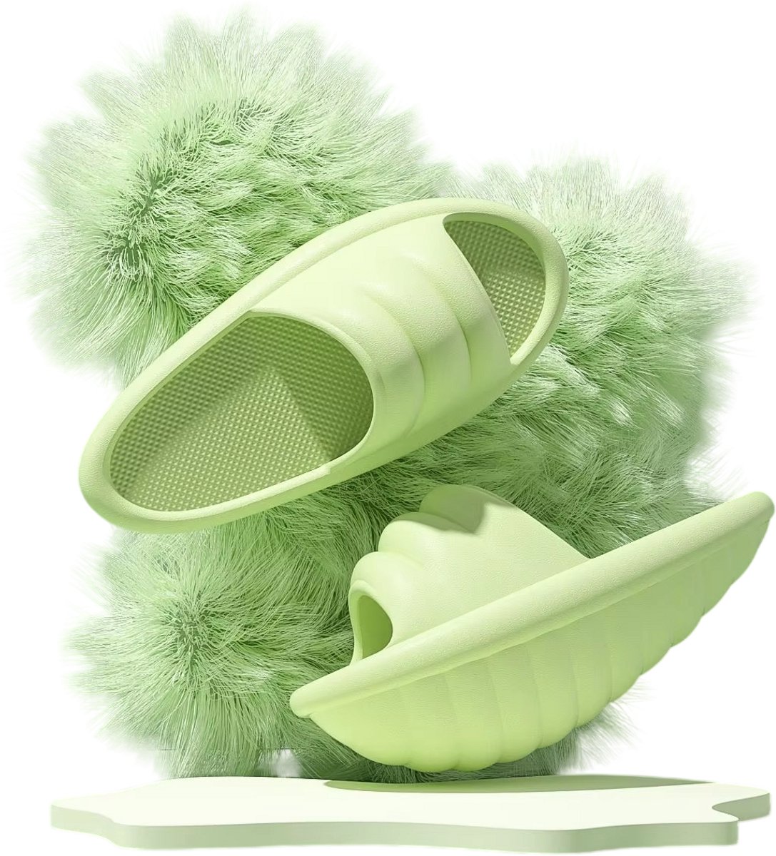 Comfortabele Dames Slippers – Massage Glij Sandalen met Dikke Zool, EVA Instappers, Antislip Slippers voor Voetcomfort - Groen