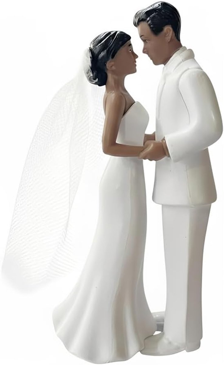 Figuur voor Bruiloftstaart – Romantische Trouwdag Decoratie, Valentijnsdag Cadeau, 11x5cm, Wit