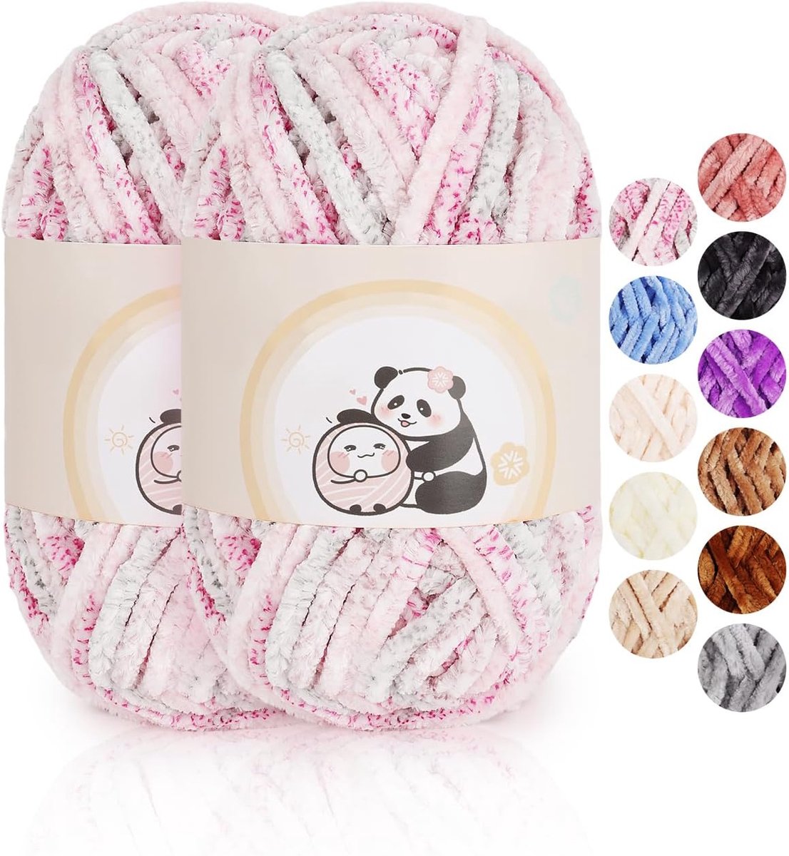 Chenillewol, 2 x 100 g, superzacht haakgaren voor handgeweven, Rose