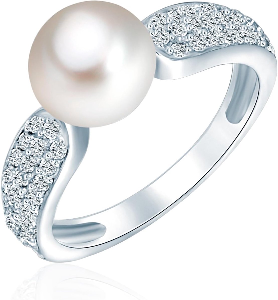 Pearls Dames Ring in 925/- Sterlingzilver met zoetwater gekweekte