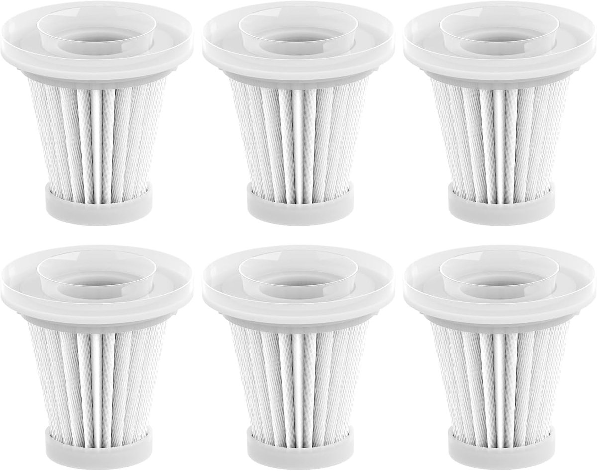 6 stuks wasbare HEPA-filters, wasbare HEPA-filters, reservefilters voor draadloze mini-handstofzuiger, voor Rabigala handstofzuigers