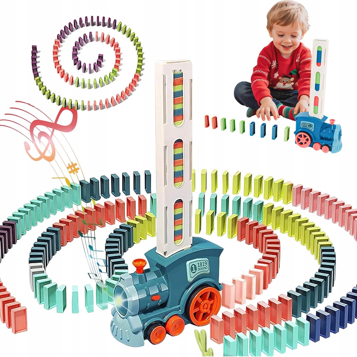 Domino Trein Speelgoed Set - Automatische Domino Trein Legt Klosjes - Speelgoedtrein - 100 Stenen - ABS - Licht & Geluid - Educatief Speelgoed - Voor Kinderen 3-8 jaar - Cadeau